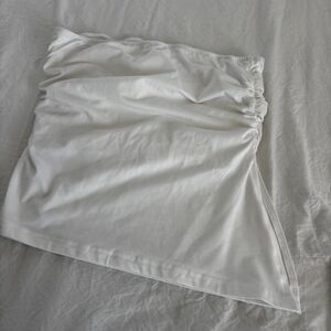 SHEIN Asymmetrical Slit Strapless Bandeau Women's White Medium Crop Top Blouse